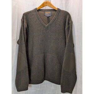 Vintage Woolrich V Neck 100% Shetland Wool Sweater With Elbow Patches (M/L?)
